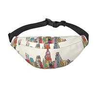 Riñonera de poliéster impermeable con cinturón ajustable, versátil bolsa cruzada para hombres y mujeres, Dibujos animados Austin Texas, Talla única