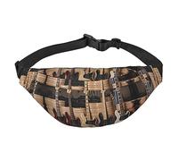 Riñonera de poliéster impermeable con cinturón ajustable, versátil bolsa cruzada para hombres y mujeres, Instrumentos musicales de guitarra bajo, Talla única