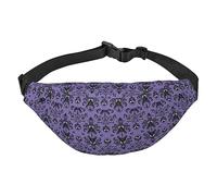 Riñonera de poliéster impermeable con cinturón ajustable, versátil bolsa cruzada para hombres y mujeres, Patrón de terror sobre fondo morado, Talla única