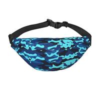 Riñonera de poliéster impermeable con cinturón ajustable, versátil bolsa cruzada para hombres y mujeres, Camuflaje azul., Talla única