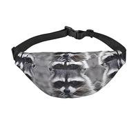 Riñonera de poliéster impermeable con cinturón ajustable, versátil bolsa cruzada para hombres y mujeres, Bonito mapache., Talla única