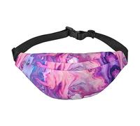 Riñonera de poliéster impermeable con cinturón ajustable, versátil bolsa cruzada para hombres y mujeres, Mármol Púrpura Colorido, Talla única