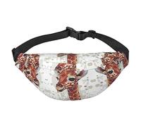 Riñonera de poliéster impermeable con cinturón ajustable, versátil bolsa cruzada para hombres y mujeres, Elegante jirafa de acuarela animal, Talla única