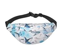 Riñonera de poliéster impermeable con cinturón ajustable, versátil bolsa cruzada para hombres y mujeres, Ballena marina y medusas, Talla única
