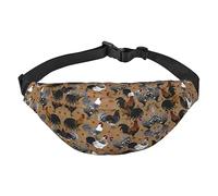 Riñonera de poliéster impermeable con cinturón ajustable, versátil bolsa cruzada para hombres y mujeres, Estampado de gallo y pollo, Talla única