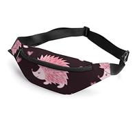 Riñonera de princesa con diseño de flores, corona y mariposa, para adultos y niños, bolsa de cintura deportiva para hombres y mujeres, Acuarela Lindo Erizo Rosa, Talla única, Riñonera