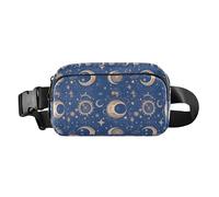 Riñonera de punto realista con textura de arco iris para hombres y mujeres, bolsa cruzada para viajes, correr, senderismo, Mandala Moon Sun Zodiac, 1 Size