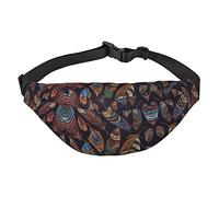Riñonera de química de ciencia abstracta para hombres y mujeres, riñonera cruzada, grande, con cinturones ajustables, pluma de pavo real, Talla única
