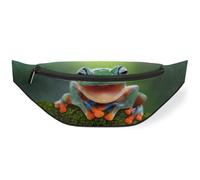 Riñonera de rana de árbol riendo para mujeres, hombres, niñas, niños, ranas, riñoneras, riñoneras, bolsa de cinturón para viajes, deportes, correr, color, M