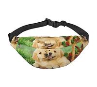 Riñonera de rosa arcoíris para hombres y mujeres, riñonera cruzada, grande, con cinturones ajustables, Cachorro Golden Retriever, Talla única