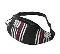 Riñonera de senderismo con bandera de extinción de incendios para hombres y mujeres, cinturón ajustable, a la moda, Black, Talla única, Riñoneras