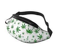 Riñonera de senderismo con diseño de hojas de marihuana y cana olsa de cinturón ligera, Black, Talla única, Riñoneras