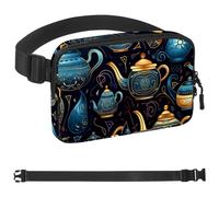 Riñonera de té árabe para hombres y mujeres, bolsa de cintura de senderismo, cinturón de bolsillo con correa ajustable para correr, caminar, viajar, Multicolor 01, 1.5x9.0x5.9in/4x23x15cm