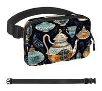 Riñonera de té árabe para hombres y mujeres, bolsa de cintura de senderismo, cinturón de bolsillo con correa ajustable para correr, caminar, viajar, Multicolor 02, 1.5x9.0x5.9in/4x23x15cm