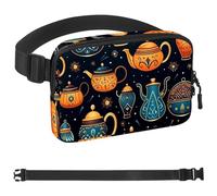 Riñonera de té árabe para hombres y mujeres, bolsa de cintura de senderismo, cinturón de bolsillo con correa ajustable para correr, caminar, viajar, Multicolor 10, 1.5x9.0x5.9in/4x23x15cm