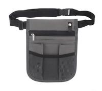 Riñonera de tela Oxford resistente al agua, ajustable con 5 bolsillos, organizador de cinturón de herramientas para aseo de mascotas, jardinería, enfermería, Gray