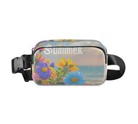 Riñonera de verano con margaritas coloridas para hombre y mujer, gran capacidad con correa ajustable para viaje, vacaciones, correr, mariconeras de cintura para, playa de margaritas coloridas, Playa