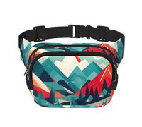 Riñonera de viaje con estampado de paisaje de montaña con extensor para hombres y mujeres, riñonera con bolsillos con cremallera, Negro -, Talla única