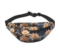 Riñonera de viaje de loto blanco bohemio, adecuada para deportes, correr, ciclismo, viajes, pesca, para niños, bolsa cruzada grande