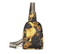 Riñonera de viaje de moda negra y dorada con dibujos animados para cachorros, Lindo cachorro de dibujos animados negro y dorado, 1 size