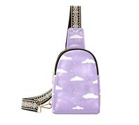 Riñonera de viaje de piel de color morado nieve pastel para mochila de día, Pastel Snow Purple
