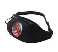 Riñonera Deportiva con Agujero De Auriculares Bolsos Bandolera Bandera Retro De Estados Unidos Y Rusia Ajustable Riñoneras Hombre para Fiesta Viajes Ciclismo 14X35Cm