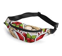 Riñonera deportiva con estampado de leopardo de Cats Paws para hombres y mujeres, Oso de Navidad, Papá Noel, caricatura, oso de Navidad, caricatura, Talla única, Riñoneras