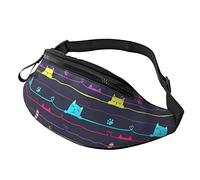 Riñonera Deportiva Corazón De Gato De Línea Unisex Riñoneras De Cintura Casual,Ajustable Riñonera De Marcha para Vajes Fiesta Hombre 14X35Cm
