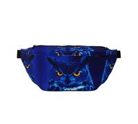 Riñonera deportiva grande con estampado de búho azul para exteriores, para mujeres y hombres, bolsa de cintura de viaje para entrenamiento