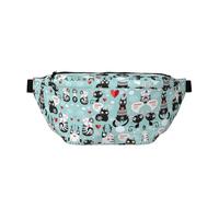 Riñonera deportiva grande con estampado de gatos blancos y negros para exteriores, para mujeres y hombres, bolsa de cintura de viaje para entrenamiento