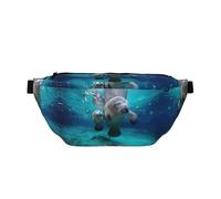 Riñonera deportiva grande con estampado de manatíes de las Indias Occidentales, riñonera cruzada para mujeres y hombres, bolsa de viaje para entrenamiento