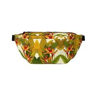 Riñonera deportiva grande con estampado de pájaro tropical del paraíso para exteriores, para mujeres y hombres, bolsa de cintura de viaje para entrenamiento