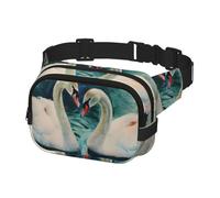 Riñonera deportiva para hombres y mujeres, riñonera para viajes, senderismo, correr, cisnes en el agua, multicolor, Talla única, Cinturón de dinero