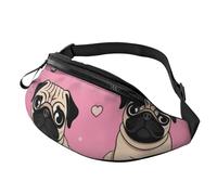Riñonera Divertido Dibujo Animado De Un Cachorro De Perro Pug Impreso Fanny Pack Unisex Bolsos Bandolera Duradera Bandoleras para Viajes Senderismo Deportivas