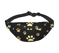 Riñonera dorada con patrón de pata de perro para hombres y mujeres, cinturón ajustable, riñonera de moda rave, bolsa de viaje, Como se muestra en la imagen, Talla única, Mochila casual
