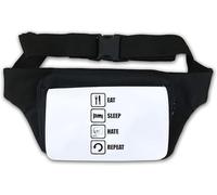 Riñonera Eat Sleep Hate Repeat No Meme, color blanco, White, Talla única