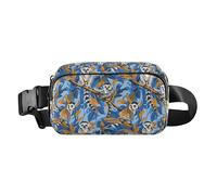 Riñonera elegante con estampado de leopardo para mujeres, hombres y adolescentes, para viajes, gimnasio, trabajo, Lémures Madagascar en patrón azul, 1 Size