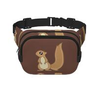 Riñonera elegante y práctica con estampado de ardilla de dibujos animados, ajustable, perfecta para viajes y actividades al aire libre, Black, Talla única
