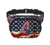 Riñonera elegante y práctica con estampado de bandera patriótica del 4 de julio, ajustable, perfecta para viajes y actividades al aire libre, Black, Talla única