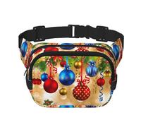 Riñonera elegante y práctica con estampado de Feliz Navidad, ajustable, perfecta para viajes y actividades al aire libre, Black, Talla única