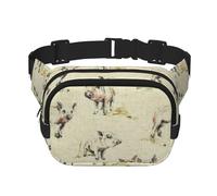 Riñonera elegante y práctica con estampado de fondo de cerdo, ajustable, perfecta para viajes y actividades al aire libre, Black, Talla única