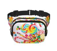 Riñonera elegante y práctica con estampado de fondo de dulces dulces, ajustable, perfecta para viajes y actividades al aire libre, Black, Talla única
