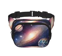 Riñonera elegante y práctica con estampado de galaxia del universo, ajustable, perfecta para viajes y actividades al aire libre, Black, Talla única