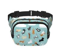 Riñonera elegante y práctica con estampado de gatos y perros, ajustable, perfecta para viajes y actividades al aire libre, Black, Talla única