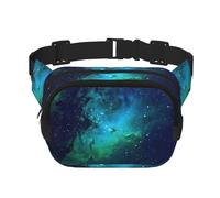 Riñonera elegante y práctica con estampado verde galaxia, ajustable, perfecta para viajes y actividades al aire libre, Black, Talla única