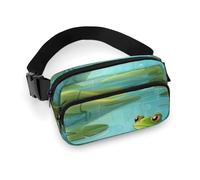 Riñonera estampada con diseño de rana de sarga de gran capacidad en un estanque _77199281, un artículo imprescindible para viajes con manos libres, Frog in a Pond_77199281, 20x13cm