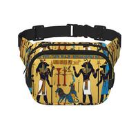Riñonera estampada de la serie Ancient Egypt Tribe con extensor para hombres y mujeres, riñonera con bolsillos con cremallera, Negro -, Talla única