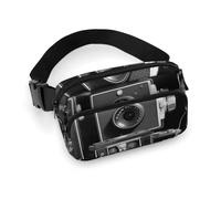 Riñonera estampada de sarga de gran capacidad, colección de cámaras retro, un artículo imprescindible para viajes con manos libres, Colección Retro Cool Camera, 20x13cm