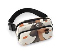 Riñonera estampada de sarga de gran capacidad con texto en inglés "I Love My Dog Dachshunds", un artículo imprescindible para viajes con manos libres, I Love My Dog Dachshunds, 20x13cm