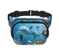 Riñonera estampada Ocean Dolphin Looking At You para hombres y mujeres, correa ajustable impermeable, 3 bolsillos para viajes al aire libre